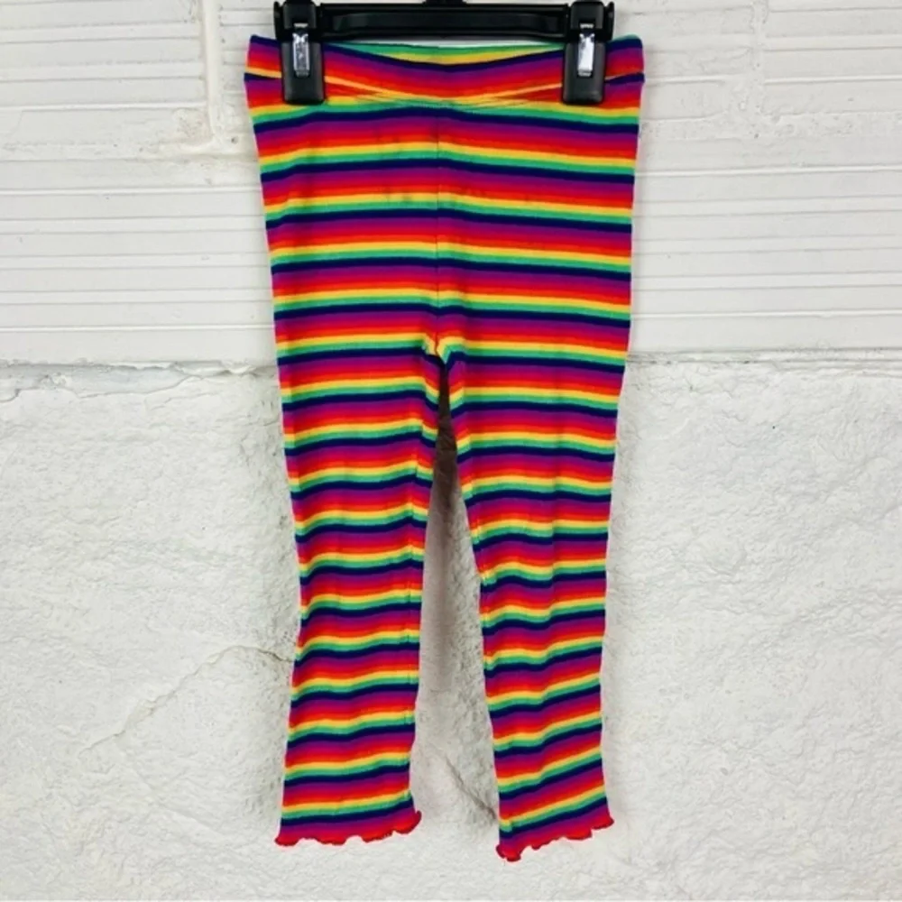 GYMBOREE rainbow Colorful Striped ribbed ruffle bottom cotton stretch Leggings